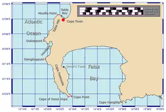 Mapa da região do Cabo da Boa Esperança