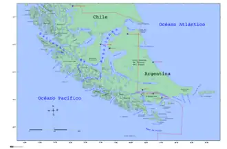 O extremo sul da América do Sul, incluindo o cabo Horn, o cabo Froward, o estreito de Magalhães, o estreito de Drake e as Ilhas Shetland do Sul