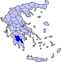 Localização de Arcádia na Grécia