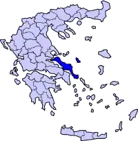 Localização de Eubeia na Grécia