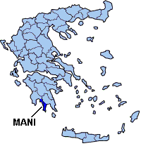 Localização de Mani (ou Lacedaimónia)