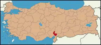 Localização da província de Osmanie na Turquia