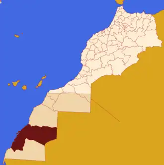 Localização da província em Marrocos. Sara Ocidental incluído