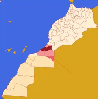 Localização da província em Marrocos.