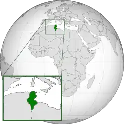 Localização da Tunísia