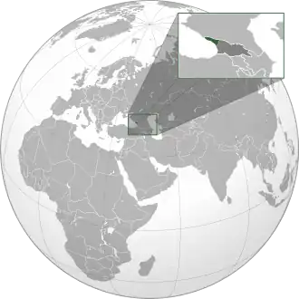 A República da Abecásia (verde escuro) e a Georgia (cinza escuro)