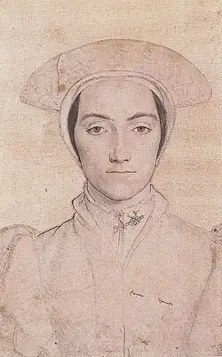 Mulher não identificada (possivelmente Amália de Cleves), por Hans Holbein, o Jovem.