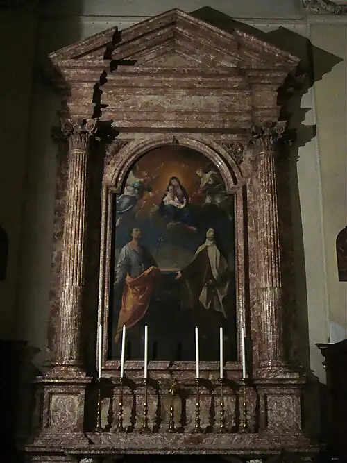 "Glória da Virgem com Anjos, São José e Santa Rita", cópia da obra de Guido Reni