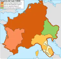 Território de Luís em 828.