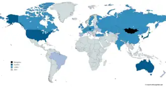 Mapa da diáspora mongol no mundo