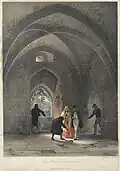 The 'Prison' [sic], Chepstow Castle, 1860. Esta sala era provavelmente usada como adega.