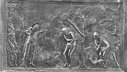 Expulsão de Adão e Eva de Bernward Doors na Catedral de Hildesheim