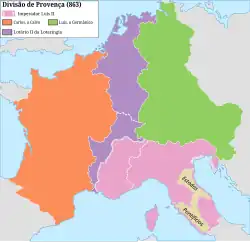 Território de Carlos, o Calvo em 863.