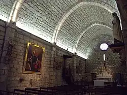 Tramo de abóbada de canhão com arcos duplos. Nossa Senhora de Terme, Terme (Aude)