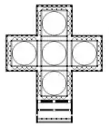 Planta centrada numa cruz grega com cinco cúpulas da Igreja dos Santos Apóstolos de Constantinopla, século VI