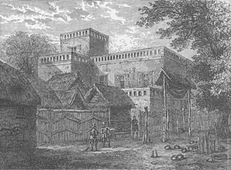 Desenho da residência principal do Asantehene do Império Ashanti, arquiteto desconhecido, século XIX