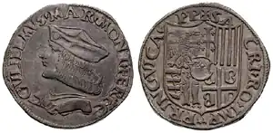 Testão de Guilherme IX Paleólogo, marquês de Monferrato entre 1494 e 1518.