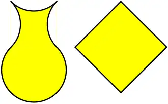 A figura em forma de vaso e o quadrado têm a mesma área.