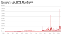 Novos casos, por dia.