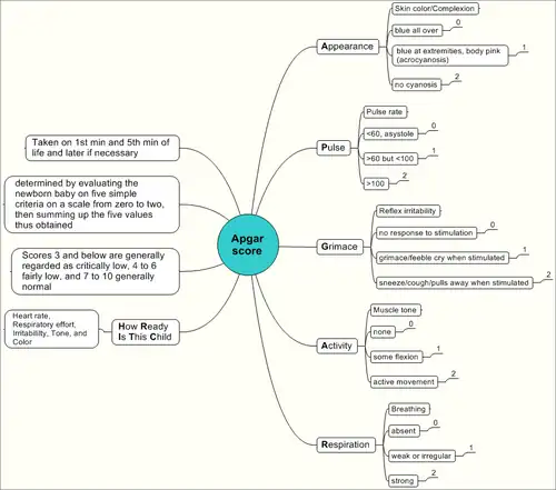 Mapa mental do resumo do índice de Apgar