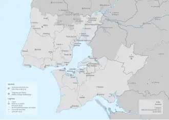 Concelhos na região de Lisboa em 1855.