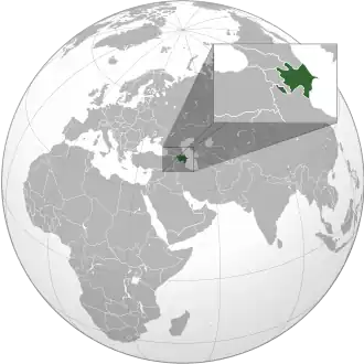 Localização do Azerbaijão (em verde)