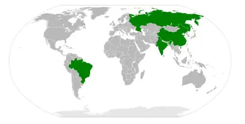 Mapa dos países BRIC