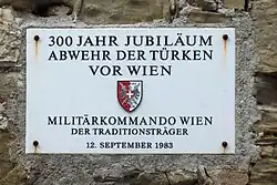 Plaque memorializing the 300th anniversary of successful defense against the Ottomans at the gates of Vienna
