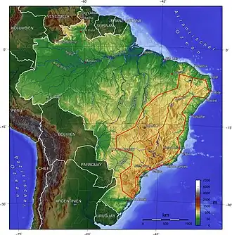 Mapa topográfico do Brasil