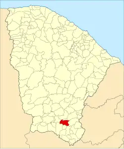 Localização de Caririaçu no Ceará