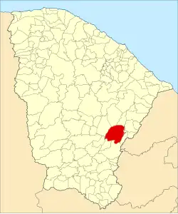 Localização de Jaguaribe no Ceará