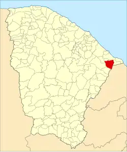 Localização de Jaguaruana no Ceará