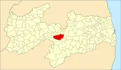 Localização de Taperoá na Paraíba