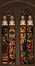 Vitral da Adoração (1902-1904), obra de Józef Mehoffer na Cathedral em Friburgo, Suíça