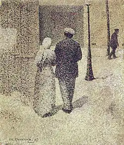 Charles Angrand, Couple dans la rue, 1887, óleo sobre tela, 38.5 x 33&nbsp;cm, Museu de Orsay, Paris