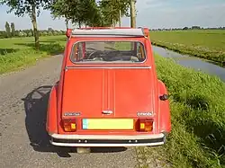 2CV 6 Club, back, roof rolled open
