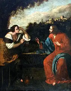 Cristo e a samaritana no poço, antes de 1637. Óleo sobre tela, 267,5 × 206&nbsp;cm. Coleção particular, Nápoles