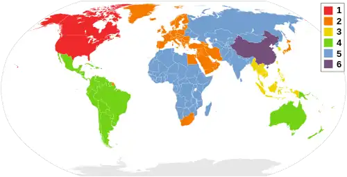 Mapa da divisão das regiões do DVD.