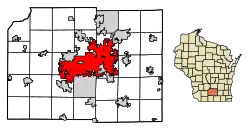 Localização no condado de Dane