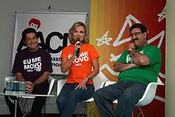 Ratinho ao lado da apresentadora Eliana e do cantor Daniel no Teleton.