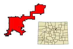 Localização de Denver no Colorado.