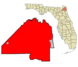 Localização no condado de Duval