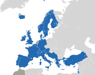 Um mapa colorido dos países da Europa