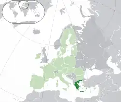 Mapa da Grécia na Europa
