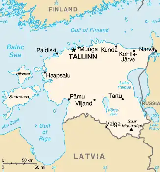 Mapa da Estônia.
