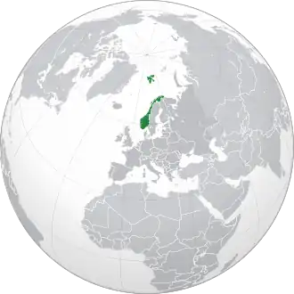 Localização da Noruega (em verde)