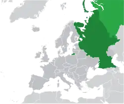 Mapa da Rússia na Europa