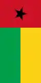 Disposição vertical da Bandeira da Guiné-Bissau (bordo superior para a esquerda )
