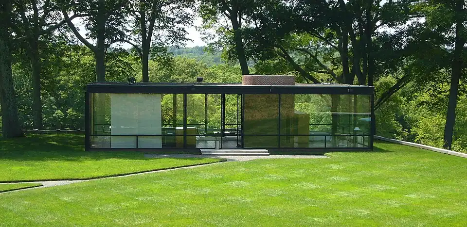 A Casa de Vidro de Philip Johnson em New Canaan, Connecticut (1953)