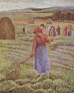 Camille Pissarro, Hay harvest at Eragny-sur-Epte, 1889, óleo sobre tela, 73 × 60&nbsp;cm, colecção privada